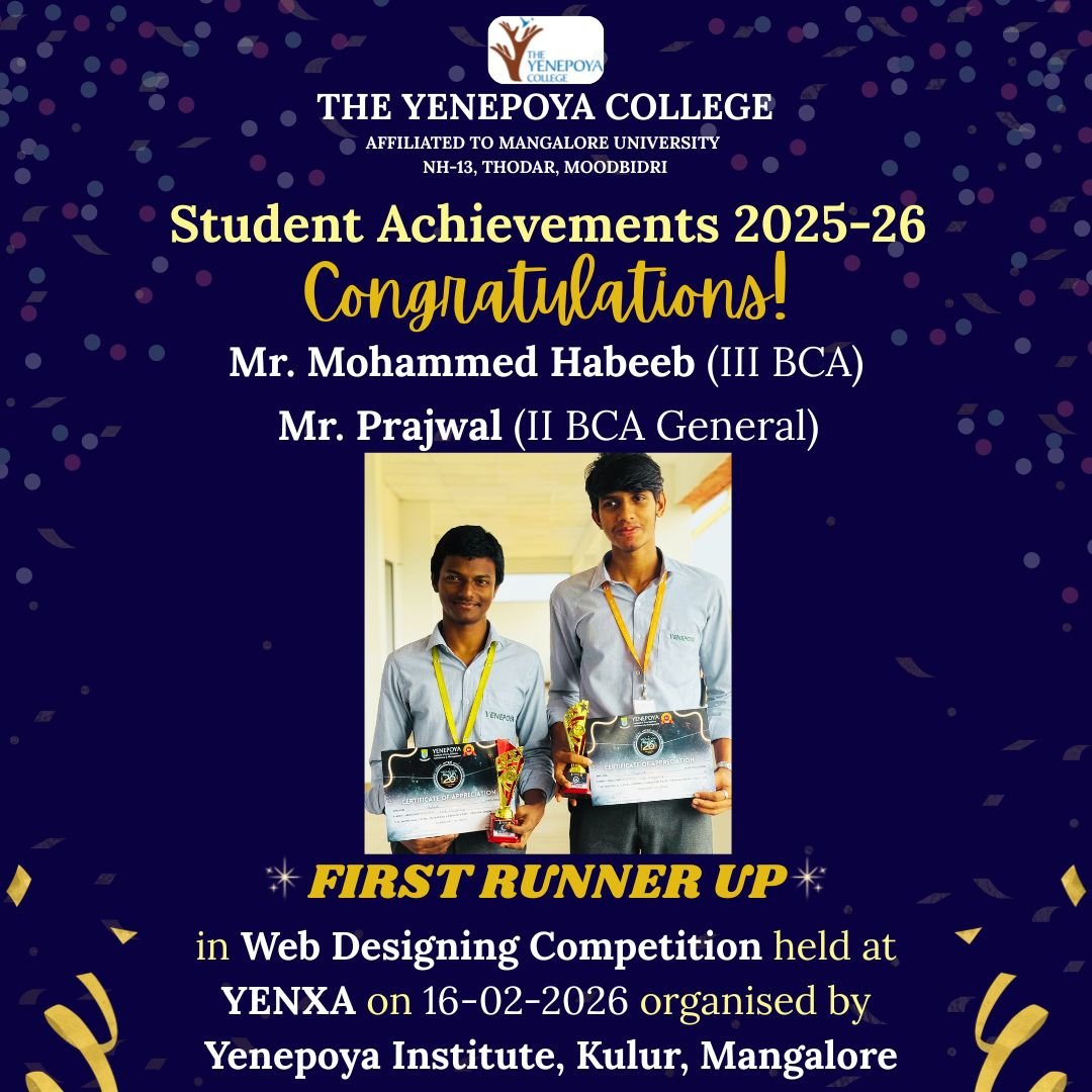 First Runner-Up in Web Designing Competition at YENXA 2026